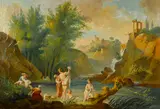 French School, The bathers, oil on canvas