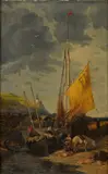 Eugène Isabey, Fishing boats on the shore
