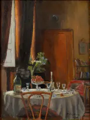 A dining room interior by Patrick William Adam, oil on canvas, offered Jul 2012