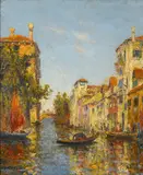 Charles-Louis-Auguste Cousin, A canal in Venice, oil on canvas