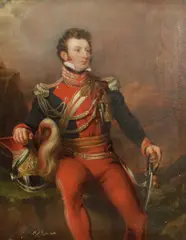 English School, A portrait of a British officer, thought to be Captain Thomas Penrice, oil on canvas