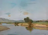 Henry Jones Thaddeus, A river landscape, oil on canvas