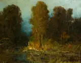 Ralph Davison Miller, Nocturnal stream, oil on board