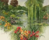 Gerald F. Brommer, In Monet's Garden, watercolor on paper