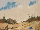 Max W. Mason, Canadian guide house, oil on canvas board
