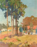 Mary Orwig Everett, A quiet street, Morro Bay, oil on board