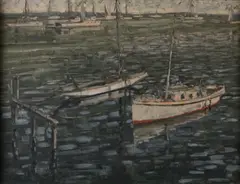 Thorwald Probst, Yachts at Anchor, oil on canvas
