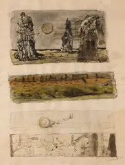 Howard Warshaw, Studies of Landscapes, ink and watercolor on paper