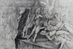 Georgia Jannes, The Meeting Place, 1964, pencil and crayon on paper
