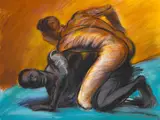 Carlos Almaraz, Struggle of Mankind, 1989, Screenprint in colors on wove paper