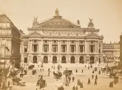 Paris-Photography., Album containing 24 photographs, albumen prints, 8 x 10 1/2 inches, Paris, 1890s, on original captioned mounts (and captions from negatives trimmed and mounted to versos),  mounts chipped at edges, one photograph with surface wear., photograph