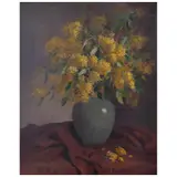 Angelina Grosso, Flores amarillas, Óleo sobre tela