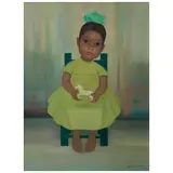 Gustavo Montoya, Niña con caballito, de la serie Niños Mexicanos, Óleo sobre tela