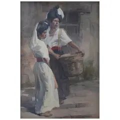 Edgardo Coghlan, Las cozaltecas, Acuarela sobre papel