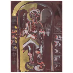 Carmen Parra, Arcángel San Rafael, Catedral de México, Temple y hoja de oro sobre papel