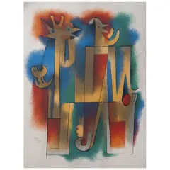 Carlos Mérida, Cuando oigas a la alondra cantar, Serigrafía 52 / 100