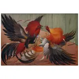 Luis Strempler, Campeones en el palenque, Óleo sobre masonite