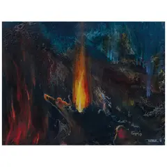 Leonardo Nierman, Flama volcánica, Acrílico sobre masonite