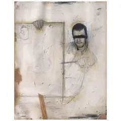 Vik Muniz, Blindfolded self - portrait, Gouache, lápiz de grafito y collage sobre papel