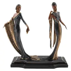 Duetto, de la serie Treasures in Bronze Sculpture Collection by Romain de Tirtoff "erté", ca. 1989, Escultura en bronce 196 / 500 en base de mármol, sold Aug 2026