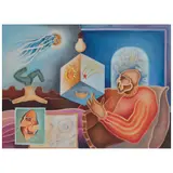 Álvaro Santiago, El astrónomo, Gouache y tinta sobre papel