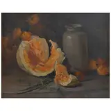 Angelina Grosso, Calabazas y jarrón, Óleo sobre tela