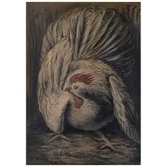 Manuel Serrano, El gallo, ca. 1948, Óleo sobre cartoncillo
