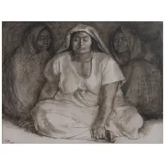 Tres mujeres by Francisco Zúñiga, 1968, Carboncillo sobre papel, sold Aug 2026