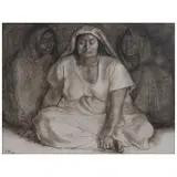 Francisco Zúñiga, Tres mujeres, 1968, Carboncillo sobre papel