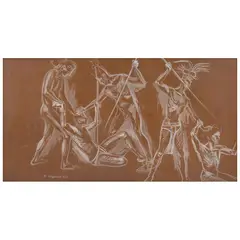 Raúl Anguiano, Guerreros mayas, 1963, Óleo sobre masonite
