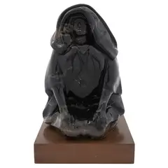 Francisco Zúñiga, Calera, 1975, Escultura en talla en mármol negro mexicano en base de madera