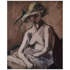 André Dunoyer Segonzac, Le chapeau de paille, Óleo sobre tela