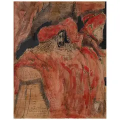 Alberto Gironella, Carlos II "El Hechizado", estudio para "El pudridero del Escorial", Acuarela y tinta sobre papel