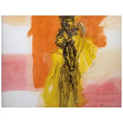 Francisco Corzas, La fuga, Tinta y acuarela sobre papel