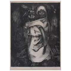David Alfaro Siqueiros, Niña madre, 1956, Litografía E / E