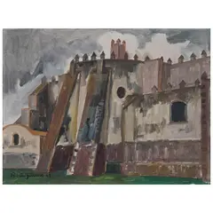 Convento de Yuriria by Raúl Anguiano, Óleo sobre tela, sold Jun 2026