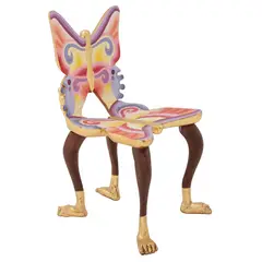 Pedro Friedeberg, Silla mariposa, Escultura en madera tallada y policromada con hoja de oro