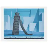 René Magritte, La nuit de Pise, Litografía 82 / 275, edición póstuma