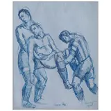 Ángel Zárraga, Joueur blessé, 1926, Tinta sobre papel