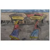 Diego Rivera, Señoras de Juchitán, Acuarela y tinta sobre papel arroz
