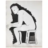 Juan Soriano, Desnudo sentado, Tinta sobre papel