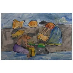 Diego Rivera, Estudio para el río de Juchitán, 1935, Acuarela y tinta sobre papel arroz
