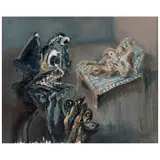 Javier Vázquez "jazzamoart", Mirón y la diosa del colchón, Óleo sobre tela