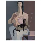 Santos Balmori, Tres personajes posando, Óleo sobre tela