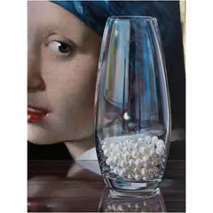 Benjamín Orozco López, La perla de la joven (Homenaje a Vermeer II), 2025, Óleo sobre lino sobre MDF