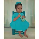 Gustavo Montoya, Niña con mandolina, de la serie Niños Mexicanos, Óleo sobre tela