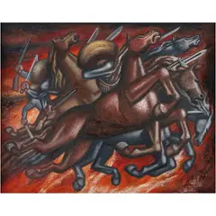 Francisco Eppens Helgueras, Tropel revolucionario, 1977, Óleo sobre tela