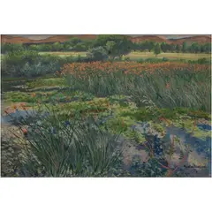 Tular florecido by Nicolás Moreno, 1973, Óleo sobre tela sobre madera, sold Mar 2026