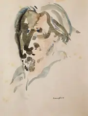 Head by George Campbell, Watercolour (unframed), sold Mar 2021