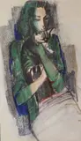 George Campbell, Seated Woman, Crayon (unframed)